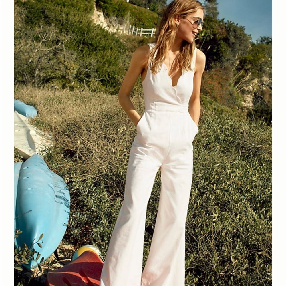 Scalloped Chino Jumpsuit